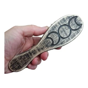 Wooden hair brush SMALL Triple moon phase Comb Wood Witch Wicca Witchcraft - Picture 1 of 14