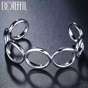 DOTEFFIL 925 Sterlingsilber Vollrund O Armreif Armband Mode Charm Schmuck - Bild 1 von 6