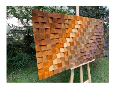 Paneles difusores de sonido acústico, arte de pared de madera de mosaico, difusor de sonido 3d (92X36CM) Foto 1 de 3