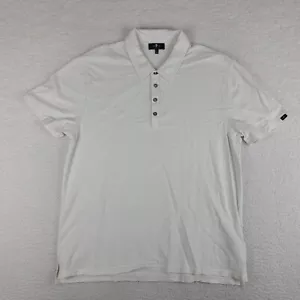 7 For All Mankind Polo Shirt Mens Large White Ivory Performance Short Sleeve * - Picture 1 of 14