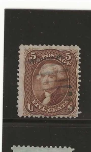 Banconota US Scott #76 usata 5c marrone Jefferson 1863, leggermente annullata, f/vf - Foto 1 di 2