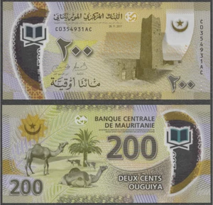 🇲🇷 UNC Mauritania 200 Ouguiya Polymer Banknkote (2017,P-24) 🇲🇷 - Picture 1 of 5