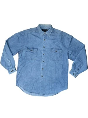 Vtg 90s Structure Denim Shirt Mens Large Long Sleeve 100% Cotton Jean Button Up - Image 1 of 4