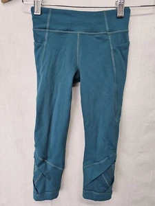 Athleta Girl Leggings Size XS/6 Teal Green Diamond in the Cuff Capri - Picture 1 of 4