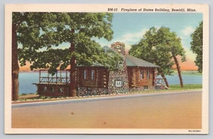 Kamin der Staaten Gebäude Bemidji Minnesota MN Leinen um 1938 Postkarte - Bild 1 von 2