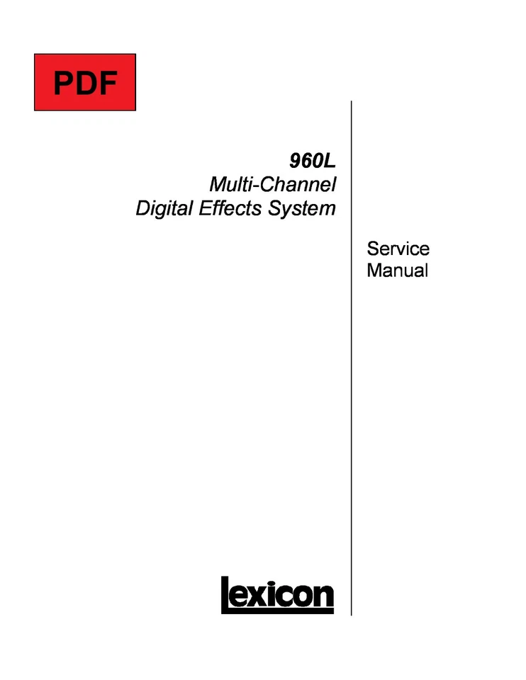 Lexicon 960L Service Manual with Electronic Schematics - Imagen 1 de 1