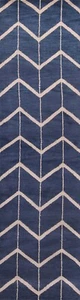 Zig/Zag  10' Blue Runner Moroccan Trellis Oriental Hand-Knotted 3'x10' Wool Rug - Picture 1 of 12