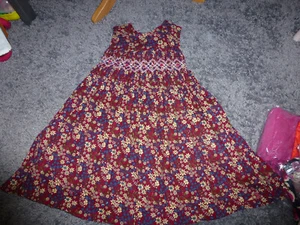 MINX Girls Wine Red Smocked  Dress with Florals Patterns Age 4 Years (#353) - Picture 1 of 12