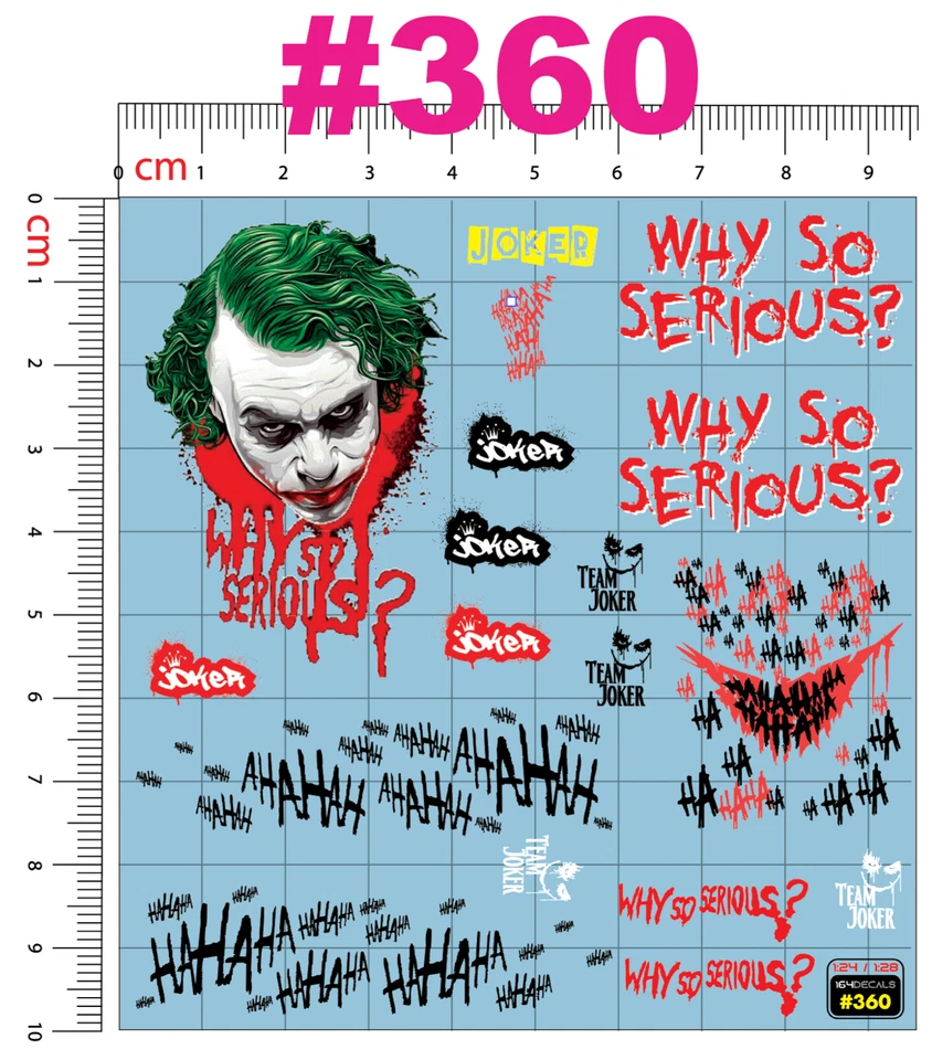 Joker Water Slide Decal White Toner  1/24 - 1/28 RC Model Dicast Hot!!! #360 - Image 1 of 4