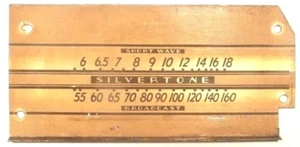 vintage SILVERTONE 6421 TABLE TOP RADIO:  METAL STATION GRAPHIC 6 & 1/4"  x  3" - Picture 1 of 1