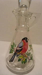 SWEET LITTLE CRUET CON CALCOMANÍA DE PÁJARO ACEITE ENSALADA Y JARABE DE VINAGRE EXCELENTE ESTADO - Imagen 1 de 4