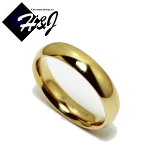 Men Women Stainless Steel 5mm Gold Plated Plain Simple Wedding Band Size 5-13 - Picture 1 of 3