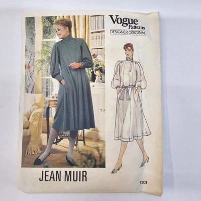 80s Vogue Designer Sewing Pattern 1201 Jean Muir Womens Dress Size 14 - Image 1 of 4