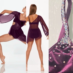 Kelle solo custom dance costume 2 piece purple velvet STATE OF GRACE 8368 MA - Picture 1 of 11