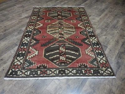 Геометрический винтажный турецкий ковер ручной работы анатолийский турецкий деревенский ковер 4,3 x 6,3 фута - Изображение 1 из 4