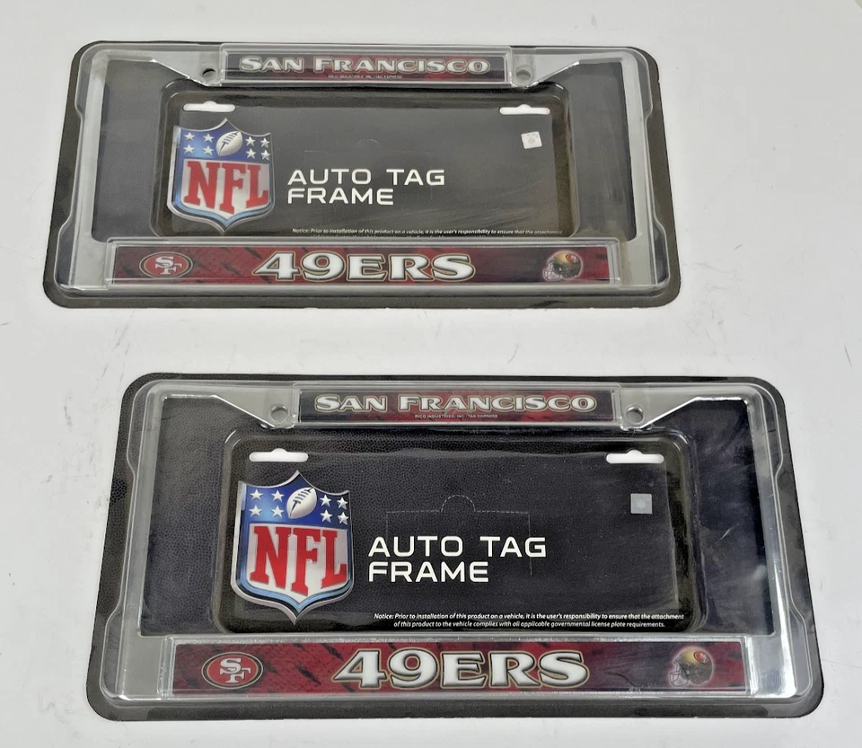 2 NFL San Francisco 49ers carro SUV caminhão cromado placa de licença de metal tampa quadro - Imagem 1 de 4