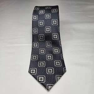 Corbata Bruno Marchesi Suave Estampado Seda Tonos de Azules y Grises Cuadrados Nueva - Imagen 1 de 6