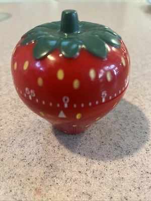 Strawberry Kitchen Timer Twist Dial Tested Works 3" Kitschy Farmhouse Decor Tool - Image 1 of 4