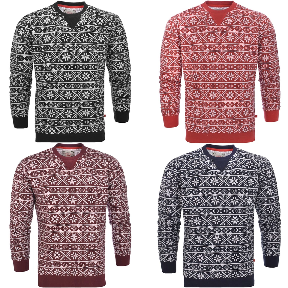 D555 Mens Womens Fairisle Nordic Christmas Xmas Festive Jumper Sweater Sweatshirt Top