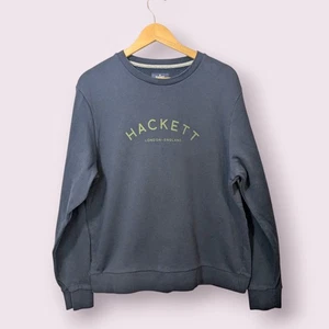 Hackett London Mens Classic Navy Logo Crew Sweatshirt Jumper Large - Picture 1 of 10