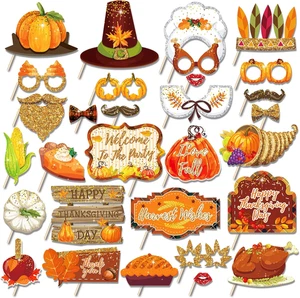 30 Stck. Happy Fall Yall Party Photo Booth Requisiten Zubehör Happy Thanksgiving Day Ha - Bild 1 von 4