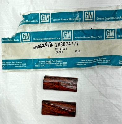 NOS GM 77-78 Oldsmobile Delta 88 Woodgrain Door Pull Strap Escutcheon Trim Pair - Image 1 of 4