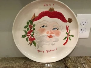 Vassoio viso occhi laterali Babbo Natale vintage piatto biscotti retrò Natale grande 13" - Foto 1 di 7