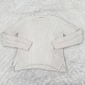 Suéter Banana Republic Para Mujer L Grande Crema Tejido con Cable Cocoon Informal Preppy - Imagen 1 de 14