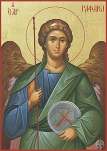 Archangel Raphael - Greek Orthodox Icon Reprint - 4x6 Glossy Postcard - Picture 1 of 5