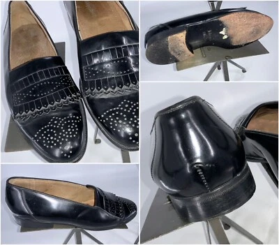 Zapatos Mocasines Johnston Murphy Talla 9 Hombres Negro Charol Italia Como Nuevos YGI C3S-9 Foto 1 de 4