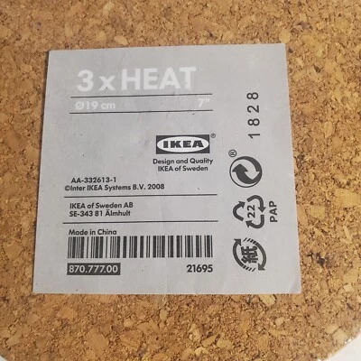 IKEA HEAT Trivet Cork 7" 3 PACK New in Package - Image 1 of 4