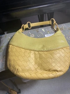 Whiting and Davis Mesh & Woven Leather purse Yellow. NWT - Picture 1 of 20