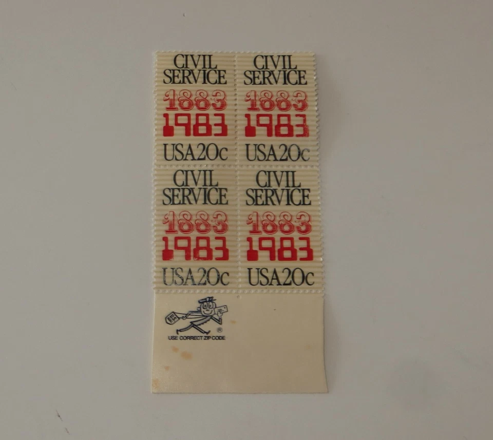 US 4 Block of stamps #2053 - 20 cents CIVIL SERVICE 1983 - Image 1 of 2