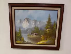 Vintage Impressionist Oil Painting by T. Kuiper, Maritime Boatyard Scene, Framed - Picture 1 of 10