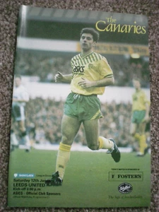 NORWICH CITY v LEEDS UNITED, 12th JANUARY 1991, NO WRITING, MINT CONDITION. - Picture 1 of 2