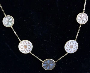 Ippolita Rock Candy 18k Sabbia Mother of Pearl Cut Overlay Disc Station Necklace - Picture 1 of 12