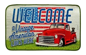 "Welcome A Vintage American Lives Here" Welcome Door Mat 29X18 - Imagen 1 de 2
