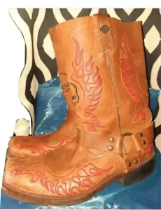 Harley Davidson flames skull Mens Boots - Picture 1 of 10