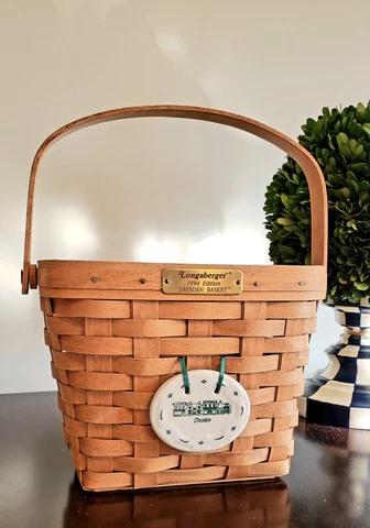 Longaberger 1994 Dresden Basket w/ Dresden Pottery Tie On Cover