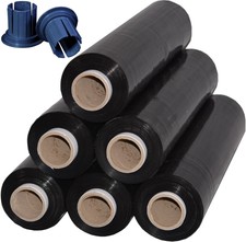 6 x rodillos film estirable 300m 23 My + gleithülsen aplicador 3,4 kg negro