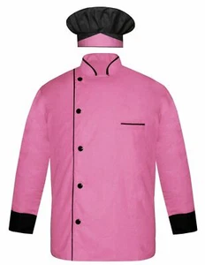 Chef Coat with Cap Full Sleeve Cuff and Collar Black Design Kitchen Uniform - Picture 1 of 31