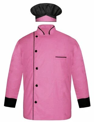 Chef Coat with Cap Full Sleeve Cuff and Collar Black Design Kitchen Uniform - Image 1 of 2