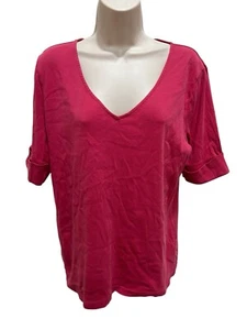 Polo Ralph Lauren Sweater Womens Large Pink White Pony Knit Pullover V Neck - Picture 1 of 6
