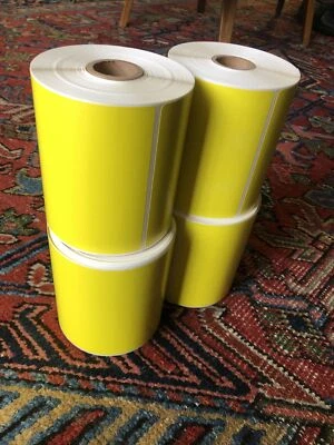 Uline YELLOW 4 Rolls 4x6 Thermal Labels Rolls 250 / 1000 For Eltron Zebra 2844 - Image 1 of 2