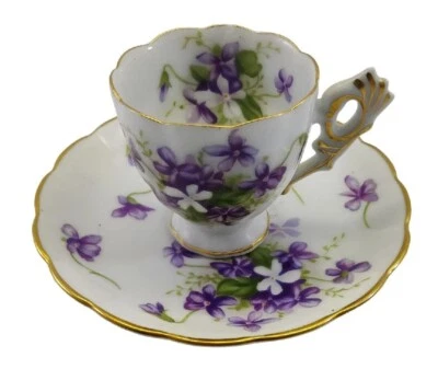 VTG Rossetti Occupied Japan Spring Violets Hand Painted  Teacup & Saucer READ! - Image 1 of 4