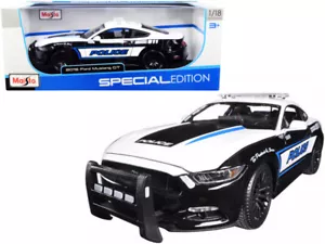 1/18 Maisto 2015 Ford Mustang GT Polizeiauto Diecast Modellauto weiß schwarz 31397 - Bild 1 von 2