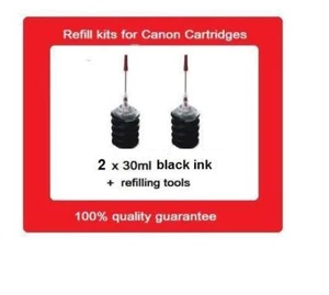 2 x black refill kits for Canon PG-510 (PG510) & PG-512 (PG512) ink cartridges - Imagen 1 de 1
