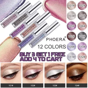 PHOERA Diamond Eyeshadow Pigment Long Lasting Glitter Liquid Eye Shadow Eyeliner - Picture 1 of 24