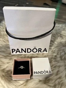 New Authentic PANDORA Rose Gold Sparkling Blue Elevated Heart Ring size 6.5 - Picture 1 of 3