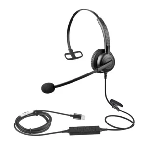 Noise Cancelling USB Headphones Single Ear Headset for PC Computer Laptop Mono - Picture 1 of 8